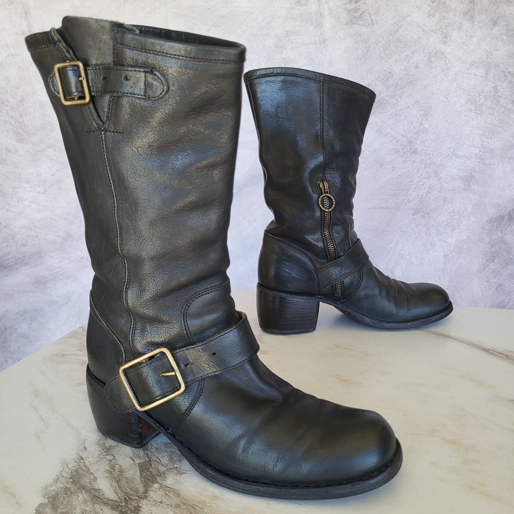 Fiorentini Baker MIK Size 39/9 Campus -ish Chunky Biker Boots Zip Black